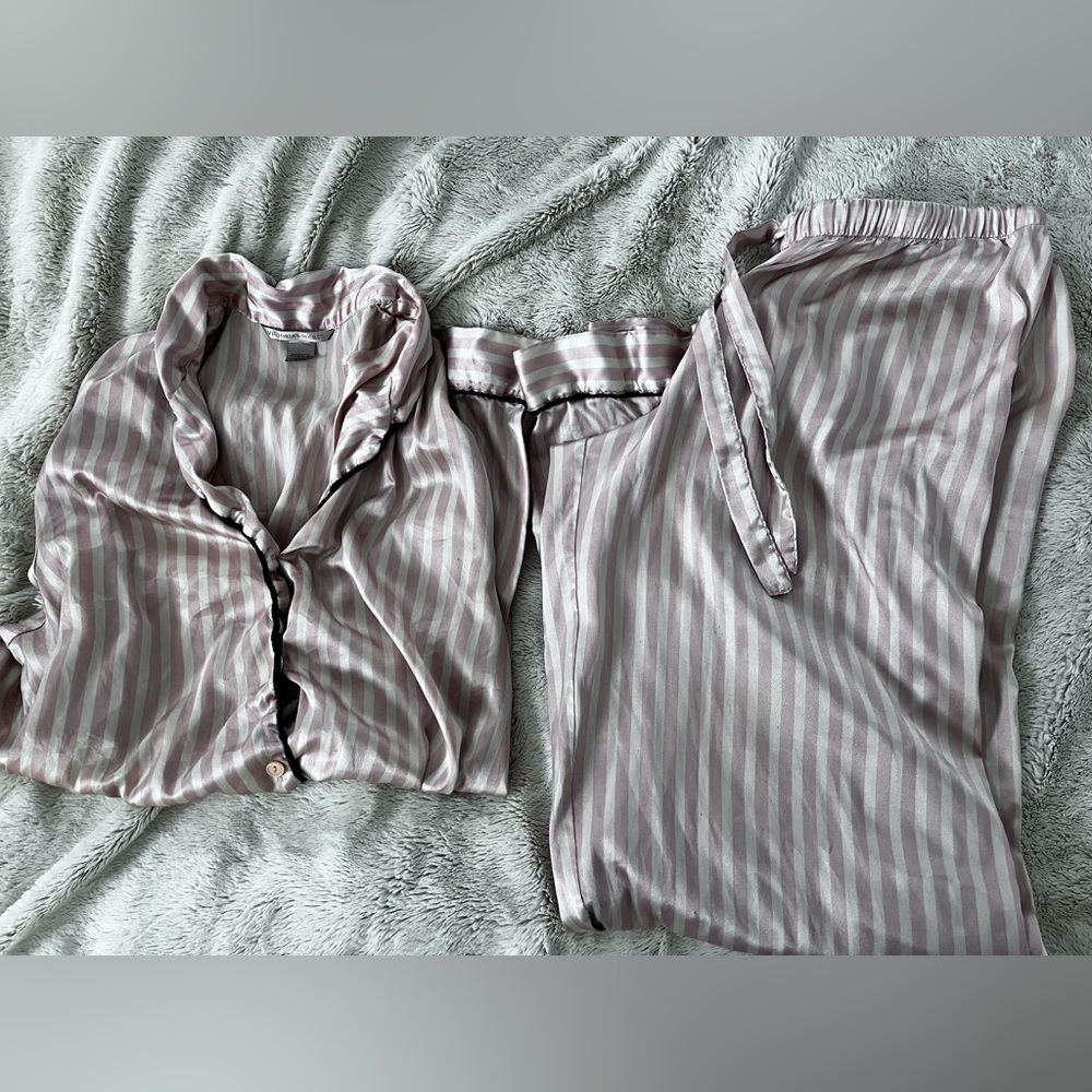 Victoria Secret pink stripe Satin Pjs. Pajamas